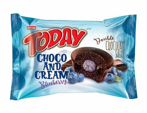 Шоколадный кекс Today Choco&Cream с чернично-молочным кремом и ароматом черники 8693029033016 фото