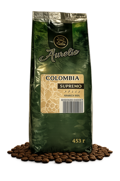 Кофе в зернах Aurelio Colombia Supremo 100% арабика 453 гр 453-4 фото
