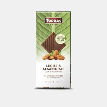 Молочный шоколад Torras Stevia с миндалем 125 г без сахара и глютена 51 фото