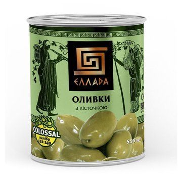 Оливки зелёные Ellada Colossal с косточкой 850 мл 0224opt фото
