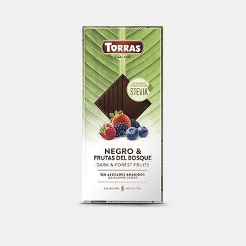 Черный шоколад Torras Stevia с лесными ягодами 125 г без сахара 42 фото